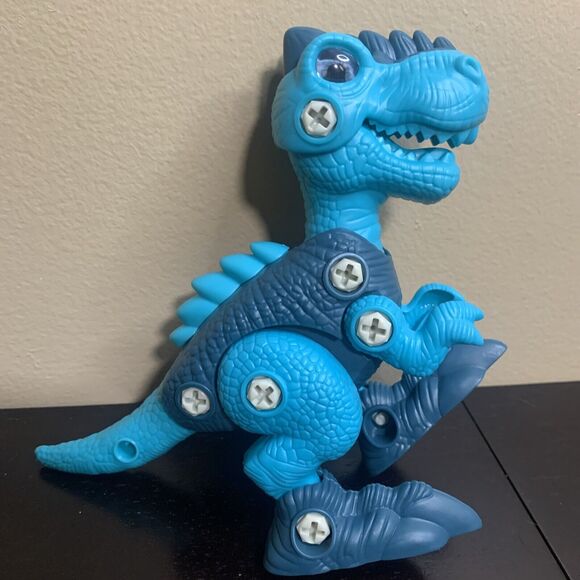 DINOSAUR WORLD TOY ASSEMBLY Take Apart STEM Toy Blue Velociraptor Movable 6" - Picture 3 of 7